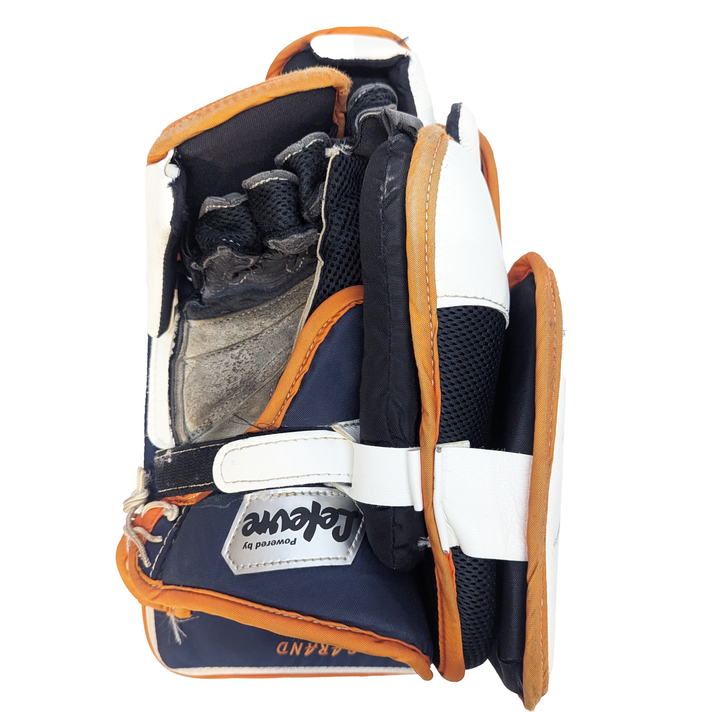 CCM Extreme Flex 4  - Used WHL Pro Stock Goalie Blocker (White/Navy/Orange)