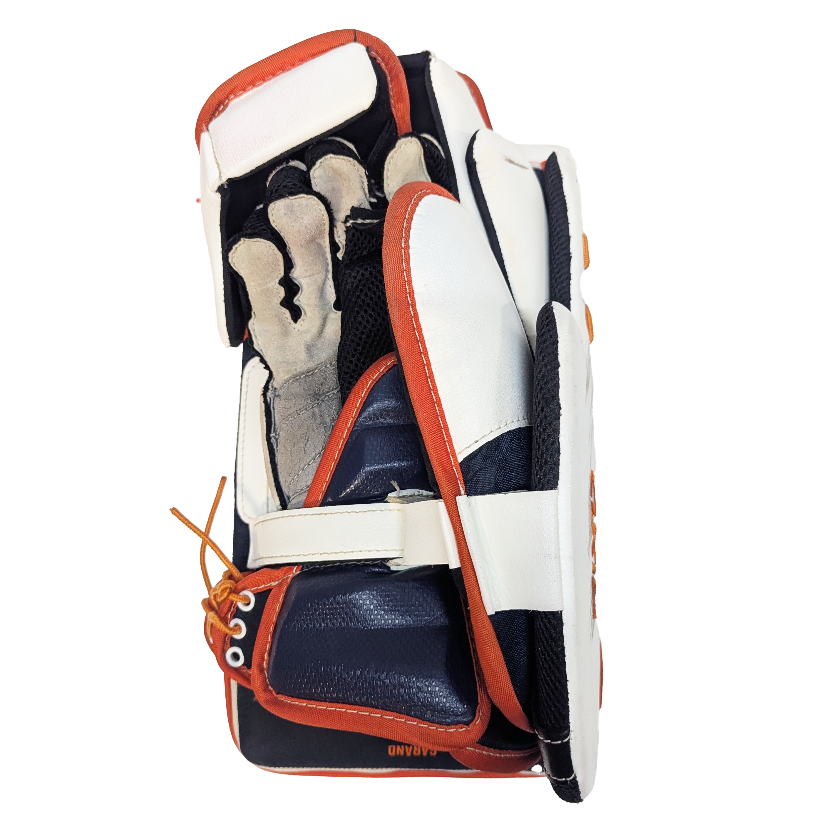 CCM Axis - Used WHL Pro Stock Goalie Blocker (White/Orange/Navy)