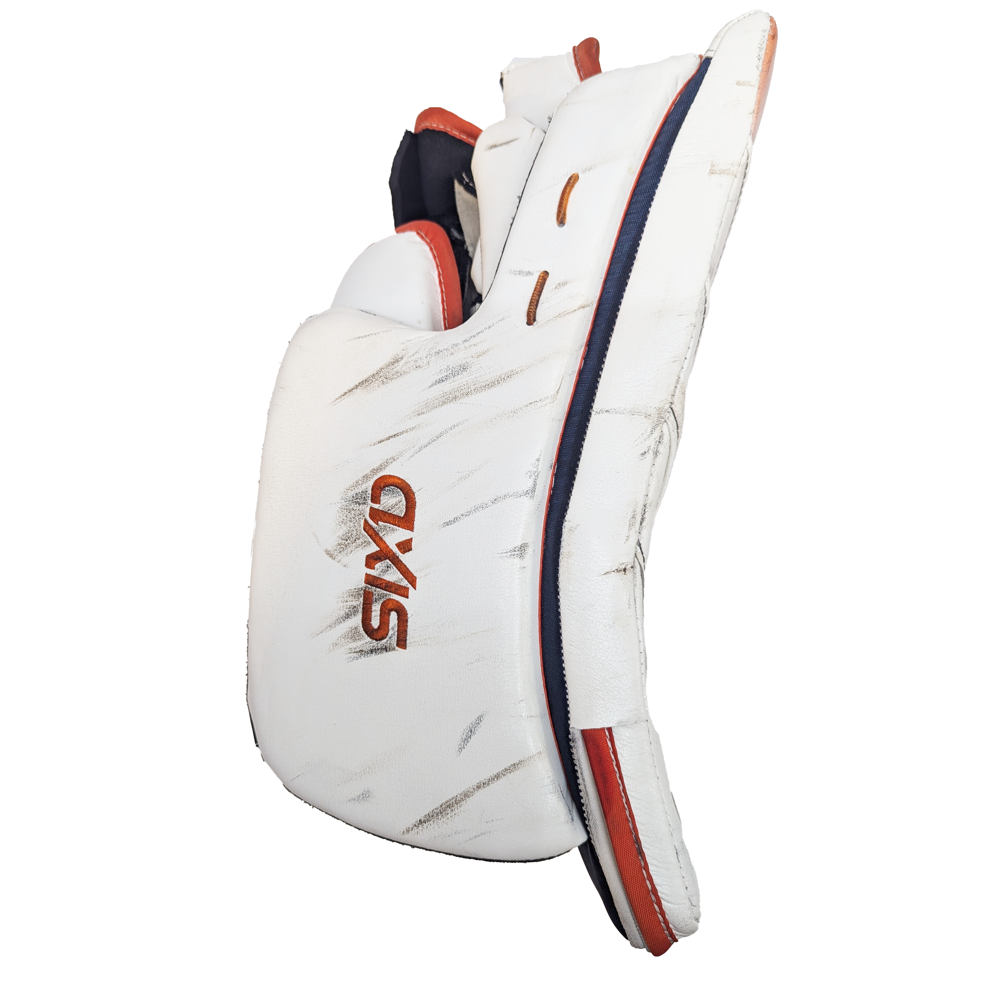 CCM Axis - Used WHL Pro Stock Goalie Blocker (White/Orange/Navy)