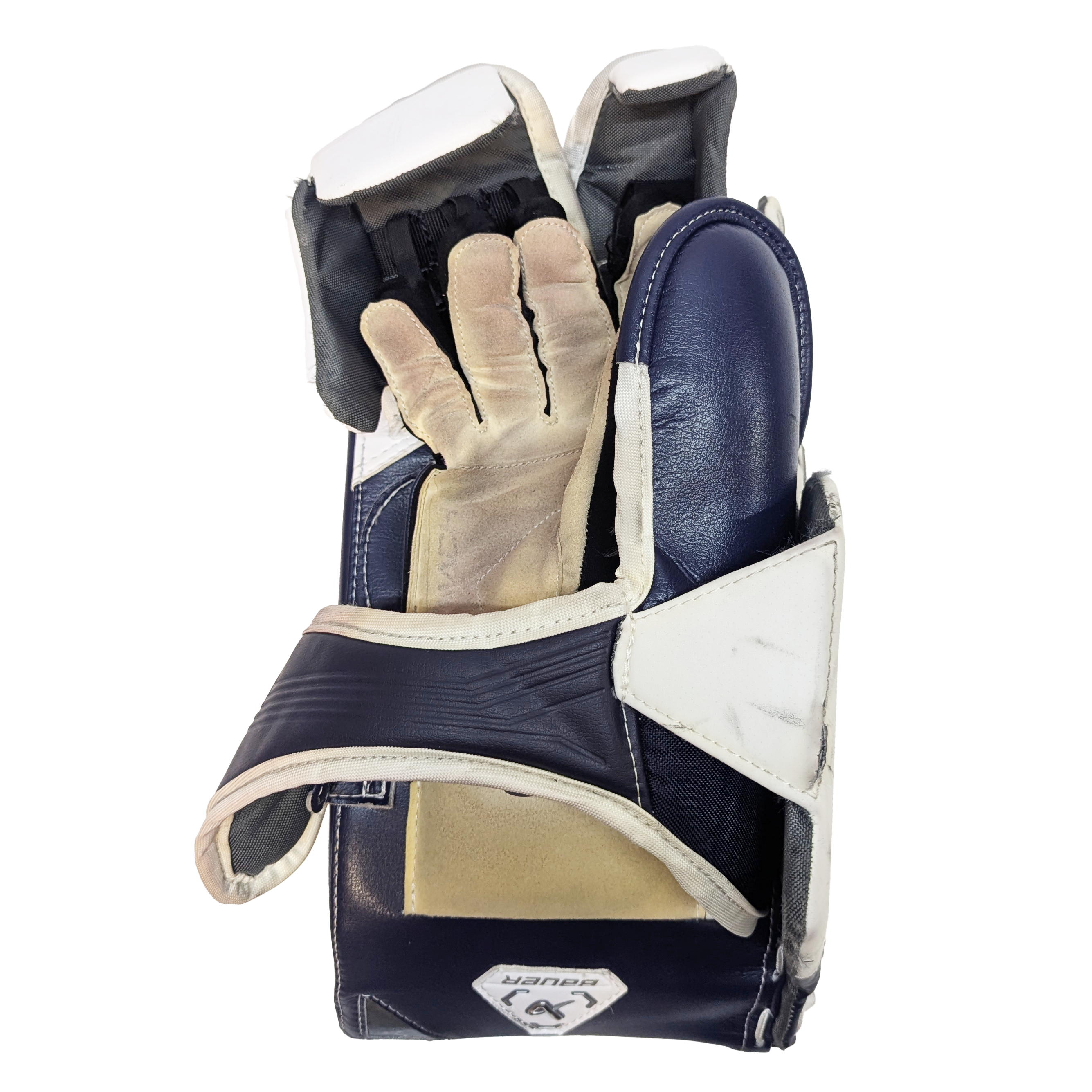 Bauer Vapor Hyperlite - WHL Pro Stock Goalie Blocker (White/Navy/Orange)