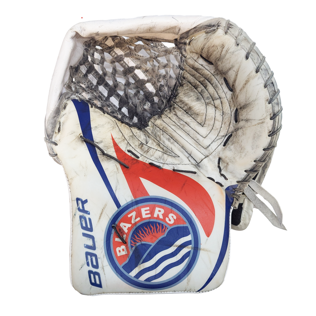 Bauer Vapor Hyperlite - Used WHL Pro Stock Goalie Trapper (White/Navy/Orange)