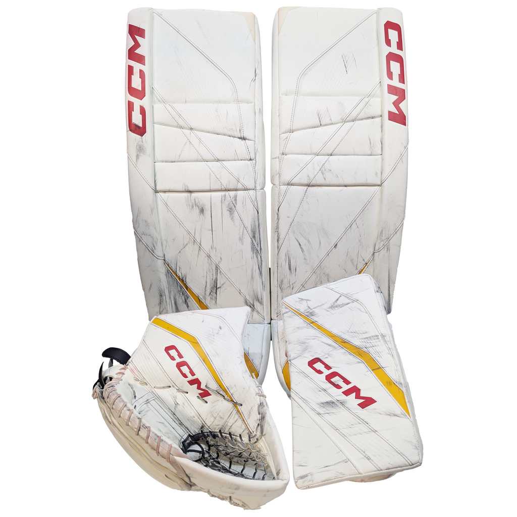 CCM Extreme Flex 6 - Used AHL Pro Stock Senior Goalie Full Set (White/Red/Yellow)