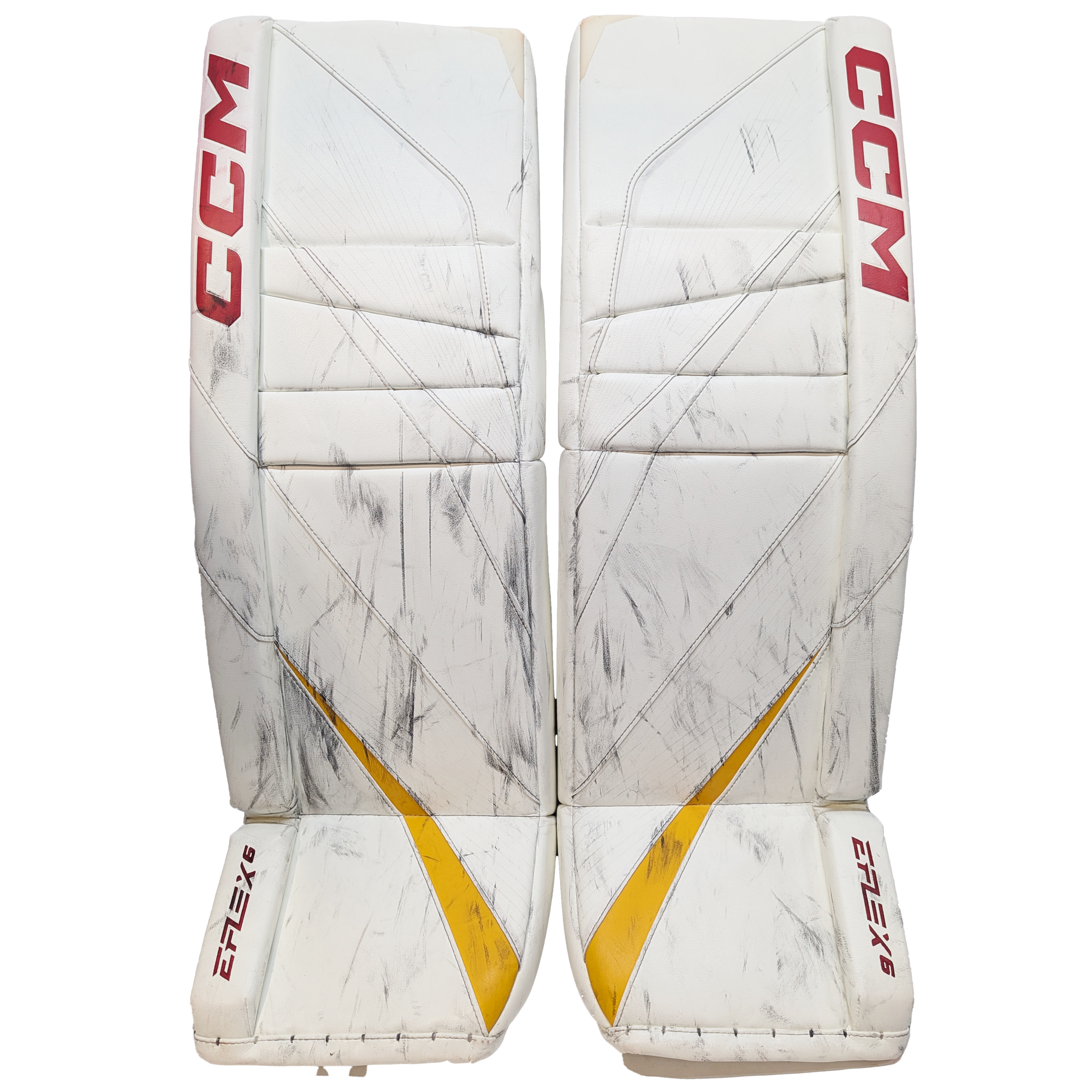 CCM Extreme Flex 6 - Used AHL Pro Stock Senior Goalie Full Set (White/Red/Yellow)