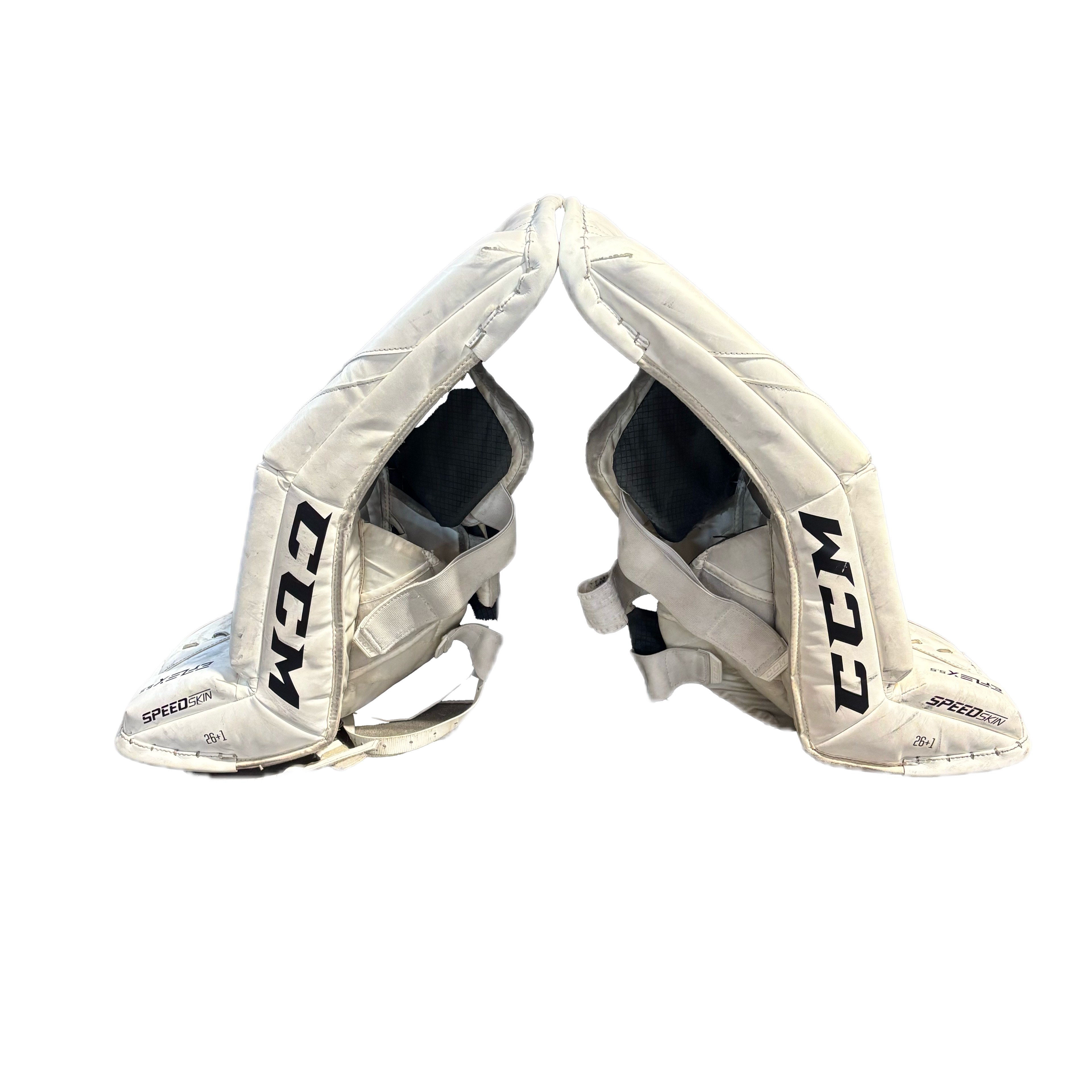 CCM Extreme Flex 5.5 - Used Junior Goalie Pad Set (White)