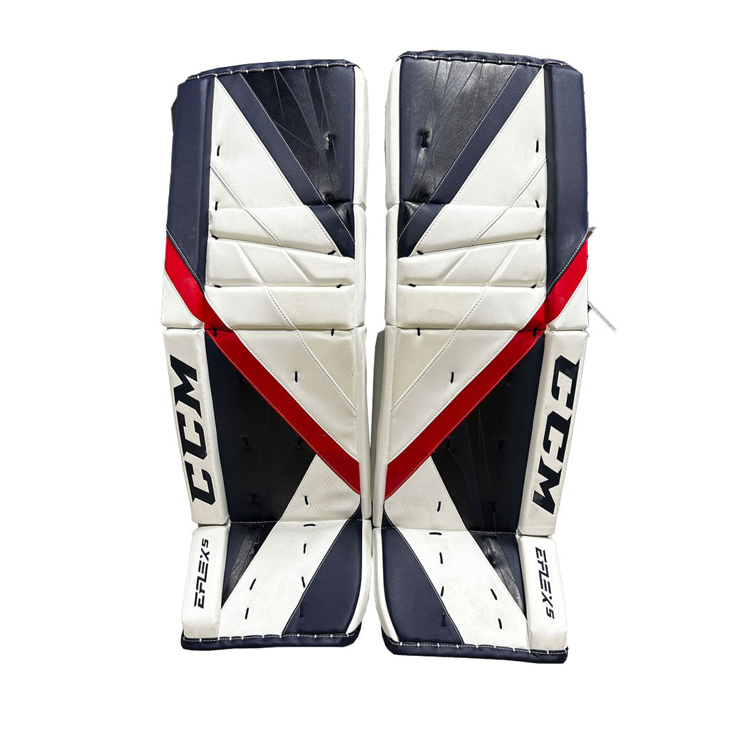 CCM Extreme Flex 5 - New Pro Stock Goalie Pads (White/Navy/Red)