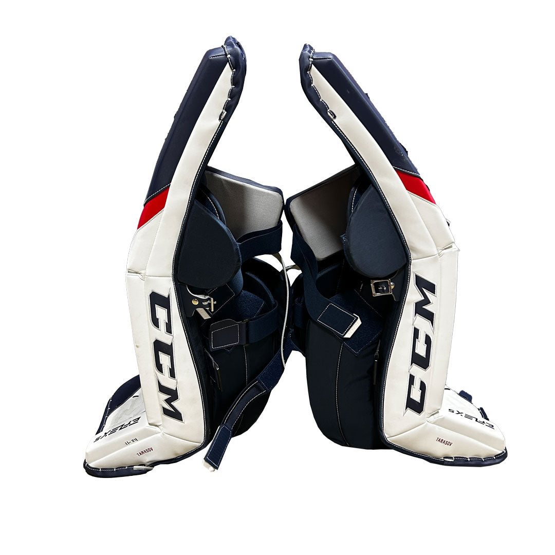 CCM Extreme Flex 5 - New Pro Stock Goalie Pads (White/Navy/Red)