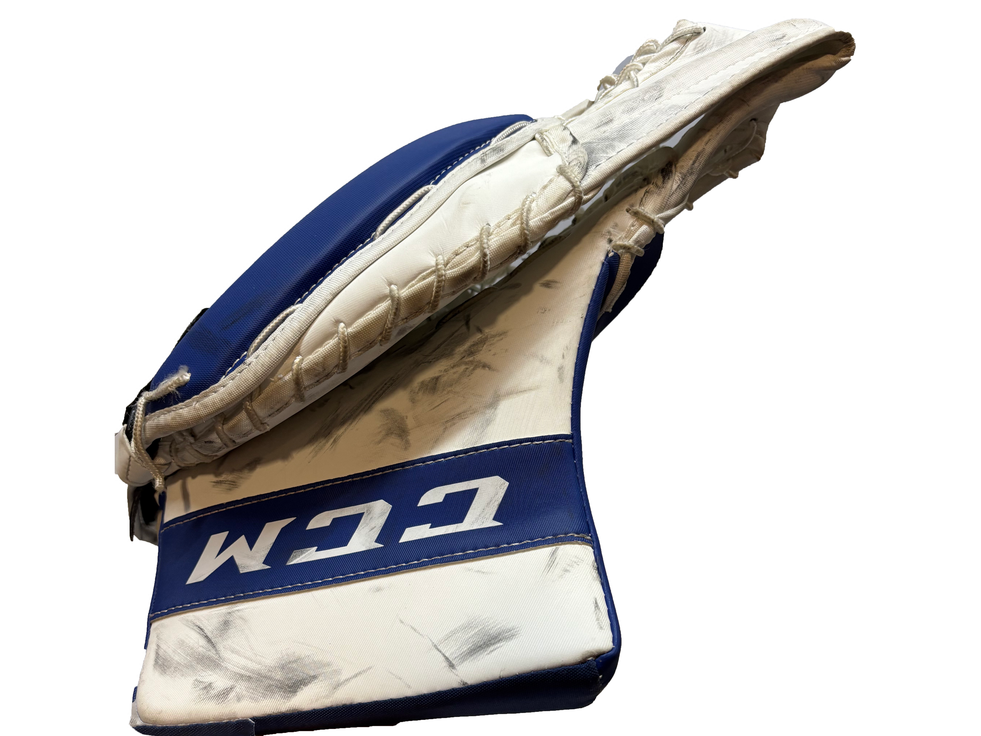 CCM Extreme Flex E3.9 - Used Full Right Senior Goalie Glove (White/Blue)