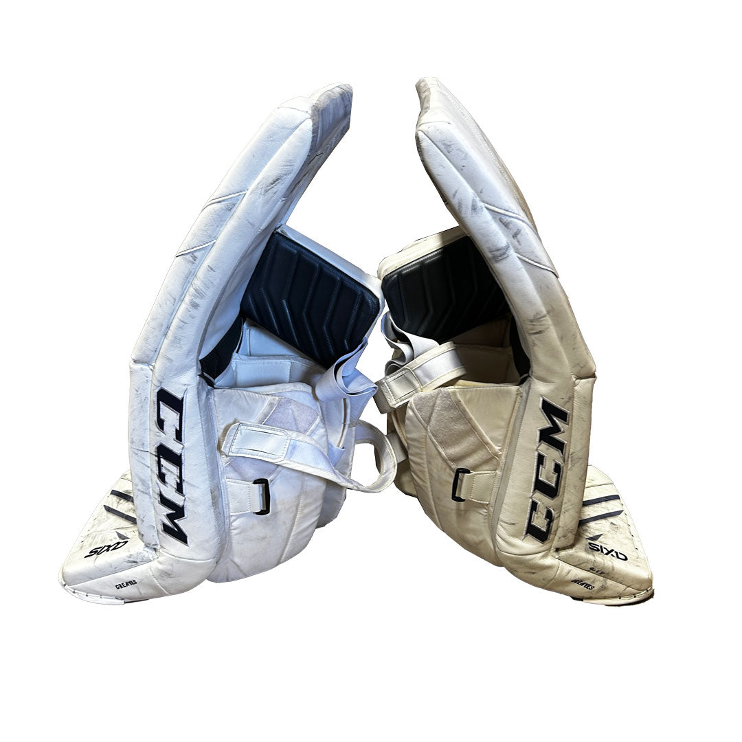 CCM Axis - Used Pro Stock Goalie Pads (White/Navy)