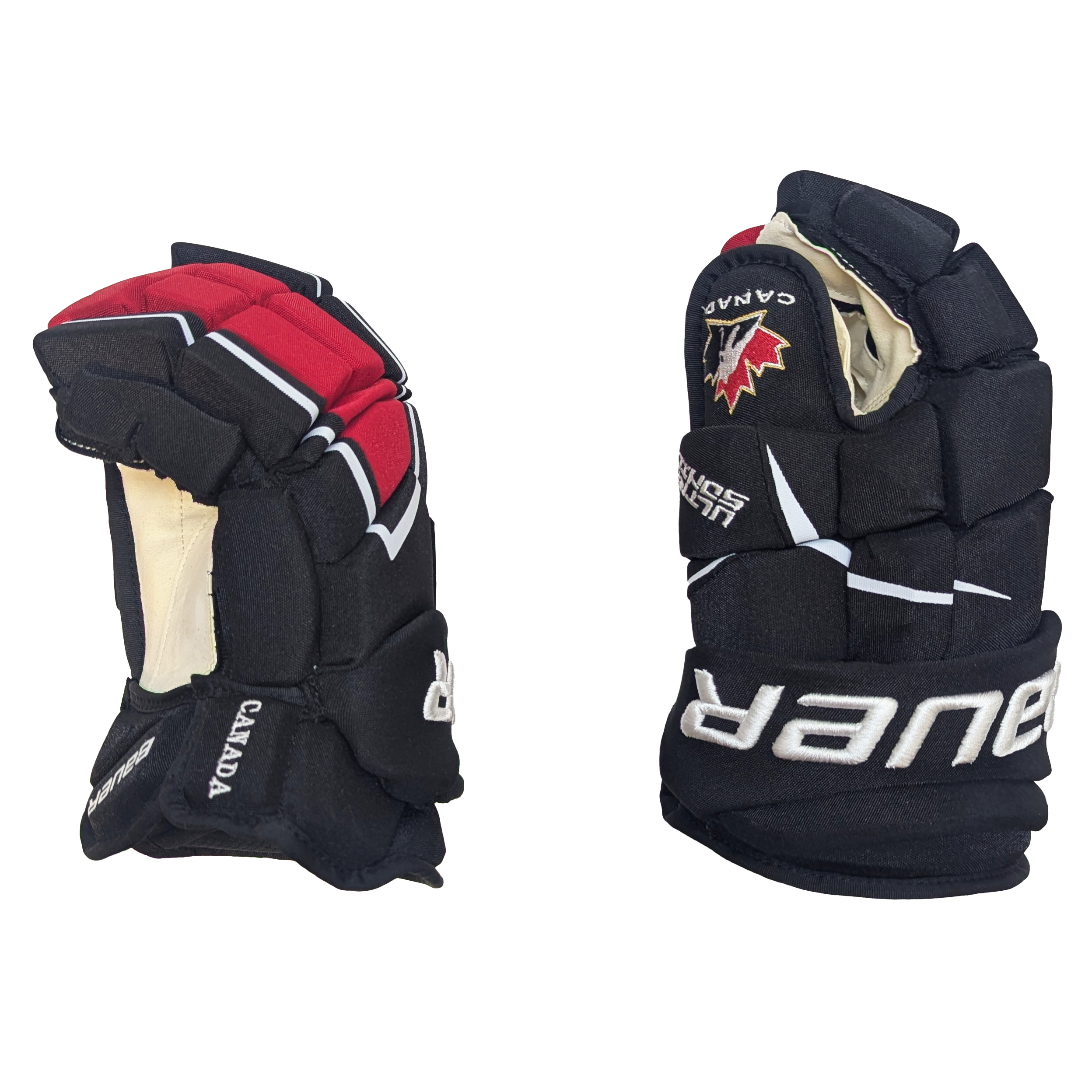 Bauer Supreme Ultrasonic -  Team Canada Pro Stock Hockey Gloves (Black/White/Red)