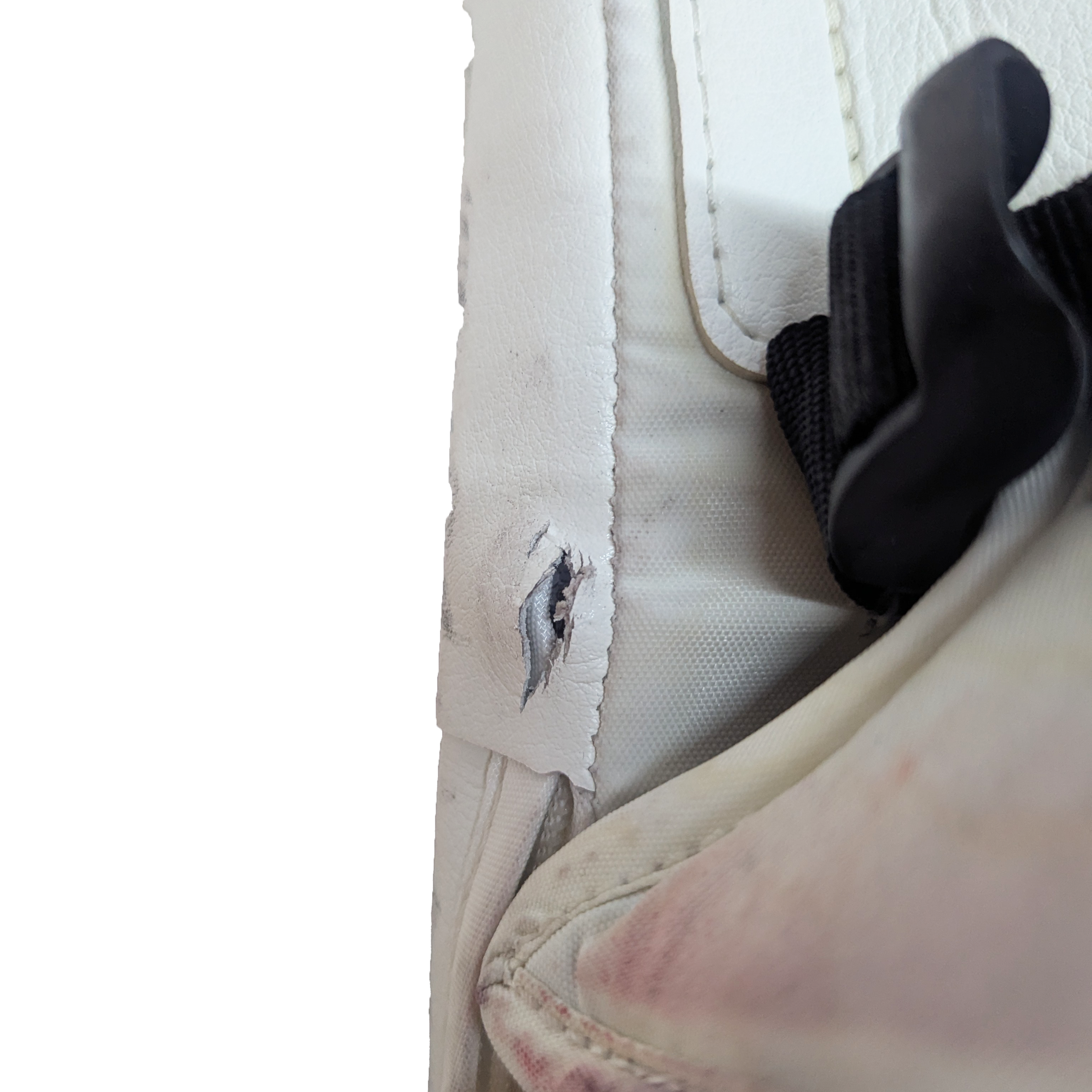 CCM Extreme Flex 6 - Used AHL Pro Stock Goalie Blocker (White/Red/Yellow)