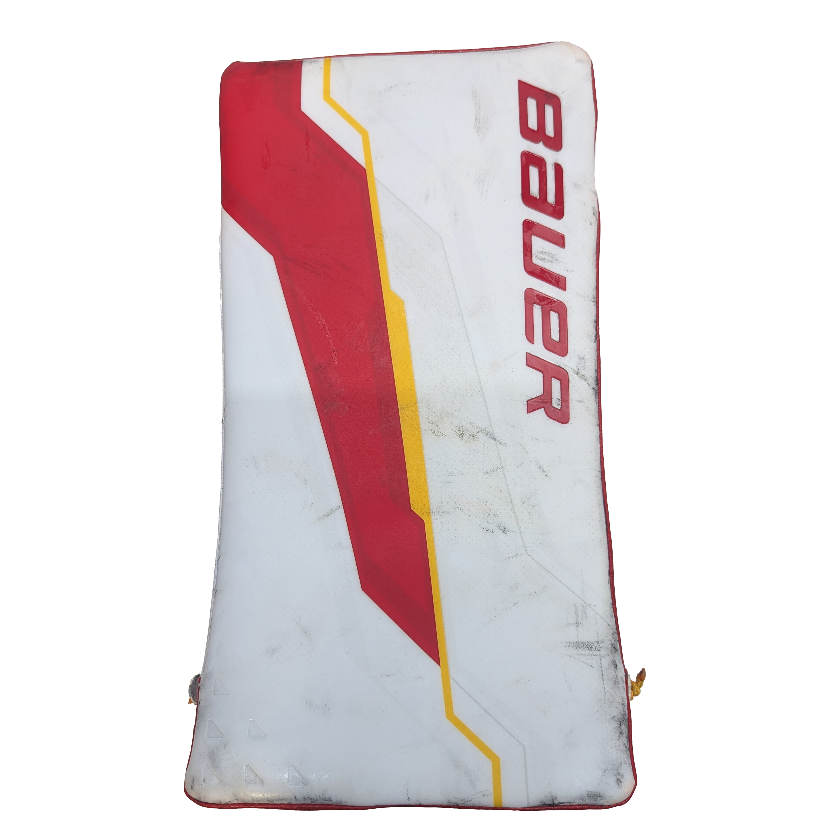 Bauer Supreme Shadow - AHL Used Pro Stock Goalie Blocker (White/Red/Yellow)