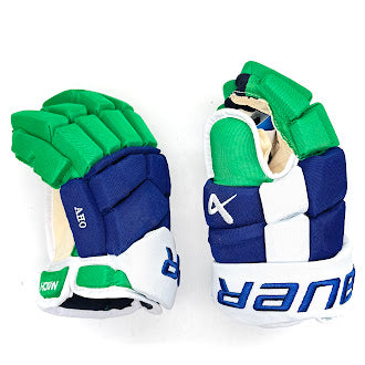 Bauer Supreme Mach - NHL Pro Stock Hockey Gloves - Sebastian Aho (Blue/Green/White)