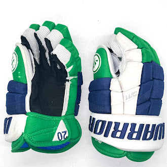 Warrior Covert QR1 Pro - NHL Used Pro Stock Glove - Sebastian Aho (Blue/Green/White)
