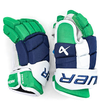 Bauer Supreme Mach - NHL Pro Stock Glove - Bett Pesce (Blue/Green/White)