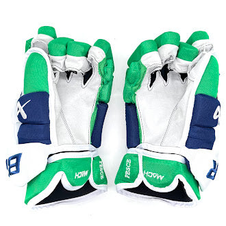 Bauer Supreme Mach - NHL Pro Stock Glove - Bett Pesce (Blue/Green/White)