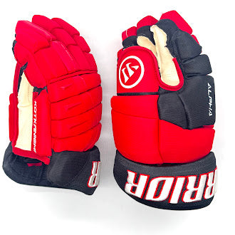 Warrior Alpha FR Pro - NHL Used Pro Stock Glove - Jesperi Kotkaniemi (Red/Black)
