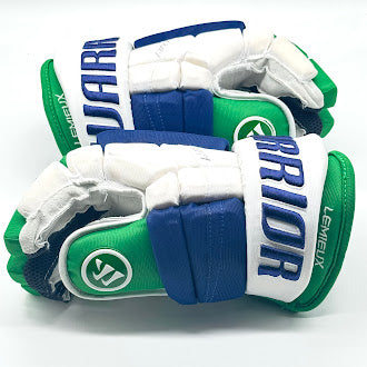 Warrior Covert QR1 Pro - NHL Used Pro Stock Glove - Brendan Lemieux (Blue/Green/White)