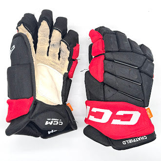CCM HGJS - Used NHL Pro Stock Glove - Jalen Chatfield (Black/Red)