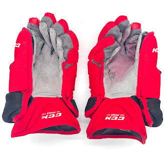 CCM HG12 - Used NHL Pro Stock Glove - Carolina Hurricanes (Red/Black)