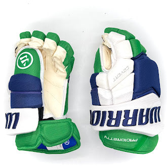 Warrior Covert QR1 Pro - NHL Pro Stock Glove - Brendan Lemieux (Blue/Green/White)